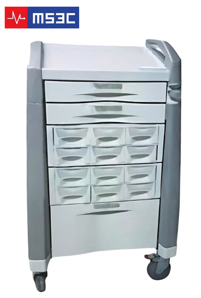 MS3C-700PC, Medication Cart w/ 12 Bin Cassette, 3 Drawers & Key Lock