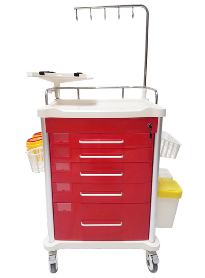 MS3C-590CR, 5 Drawer Lightweight Crash Cart with Accessory Package, Free dock-to-dock shipping included